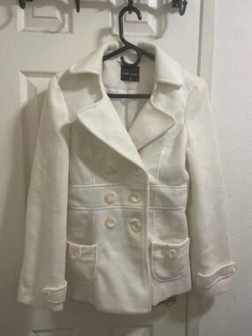 Poetry White Double-Breasted Peacoat